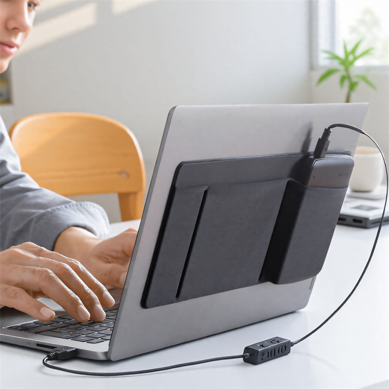 Laptop Accessories Bag - Self Adhesive Mouse Storage Pouch, Laptop