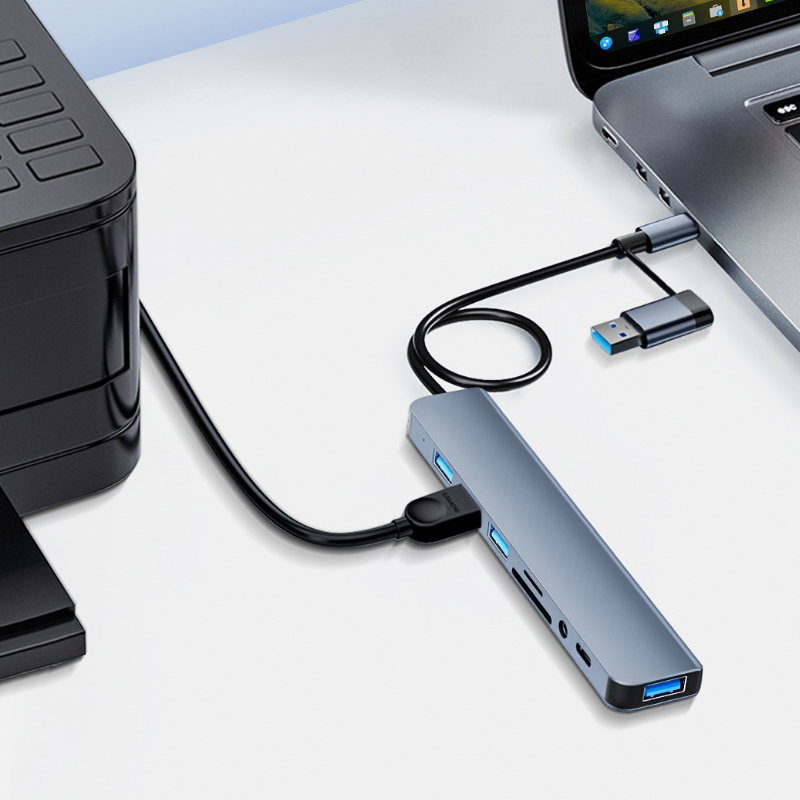 8 in 2 Port USB C Splitter USB - đánh giá và giá Laptop Accessories Hub