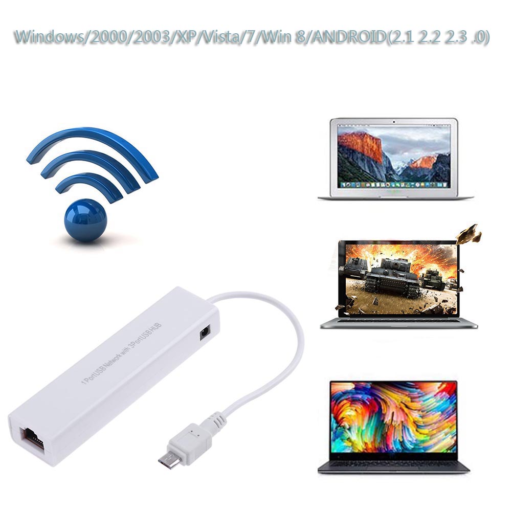 OTG 3 Port USB 2.0 HUB 10/100M - đánh giá và giá Laptop Accessories Hub